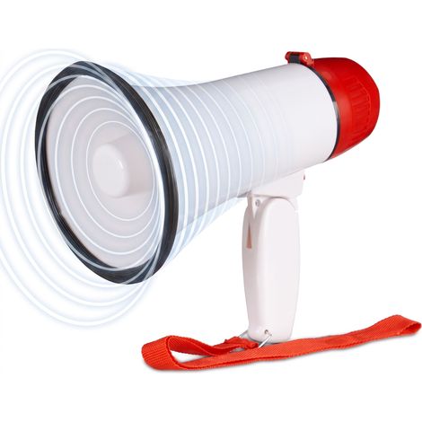 2x Stadium Megaphone, Bullhorn, Ole Sound, Funny, Party, 10 Watt, Plastic, HxWxD: 21 x 13.5 x 22 cm, White & Red