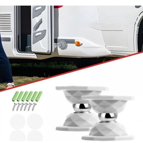 Set of 2 magnetic door stops for motorhomes, caravans, campervans (white) (1/4)