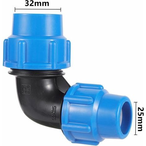 PE 25 20/32 25 mm 90°-Winkel-Schnellverbinder für Kunststoffwasserrohre, Reduzierstück, PE-PVC-Rohrverbindung, Bewässerungszubehör (1/5)