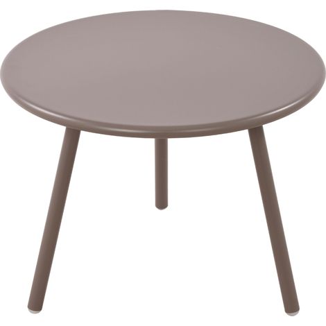 Table basse ronde intérieur / extérieur en polypropylène couleur taupe – Ø 60 cm résistante aux intempéries 100009234 (1/5)