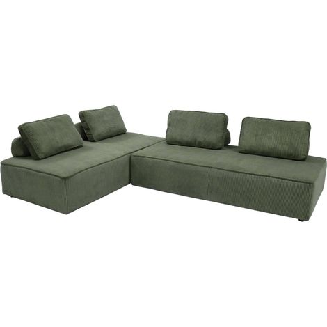 sweeek - 2er-Set modulare 2-Sitzer Sofas mit Cordbezug, Cord, Grün