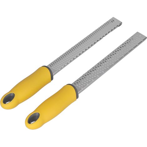Râpe à fromage multifonctionnelle en acier inoxydable, zesteur à citron, chocolat et ail, outils de cuisine et de pâtisserie (ensemble de 2 pièces, dents fines et dents grossières) (1/5)