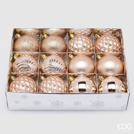 EDG Enzo De Gasperi Addobbo Natale Palla Decomix D 10 Cm Cf 12 Pz Rose Gold