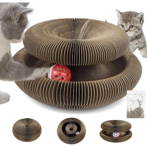 Griffoir pour Chat Carton Interactif Magic Organ Cat Scratching Board Griffoir Magique avec Balle Pliable Carton Ondulé pour Chat (1/5)
