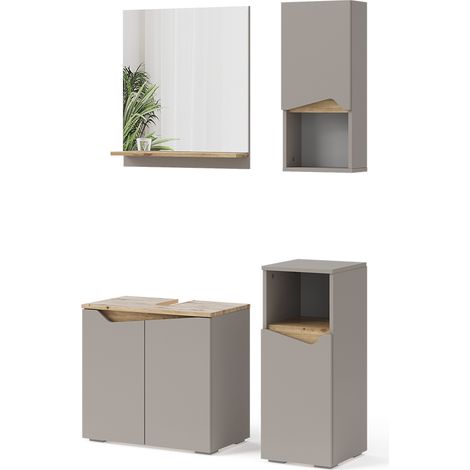Set di mobili da bagno Marelle, Grigio, 4 parti, Vicco