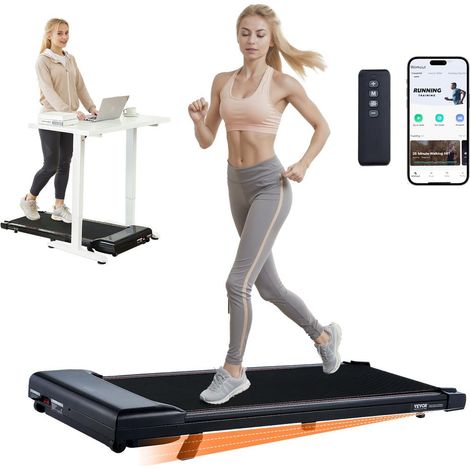 2,5 HP Tapis de Marche Incliné sous Bureau 1-6 km/h, Charge 120 kg, Tapis de Course Plat Maison et Bureau avec Télécommande (1/5)