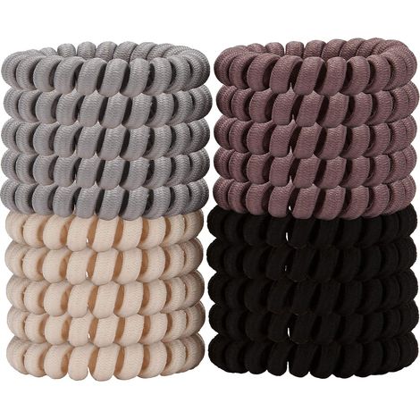 Lot de 20 élastiques à cheveux en spirale, pour queue de cheval, sans traces, cordon de téléphone (1/5)