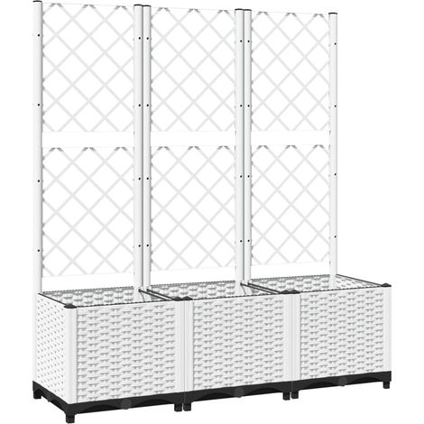 Maison Exclusive - Pflanzkübel mit Rankgitter Weiß 120x40x136 cm