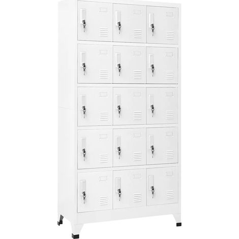 Armadietto moderno 90 x 40 x 180 cm con ante chiudibili a chiave per ufficio/aula in acciaio grigio chiaro 020047032