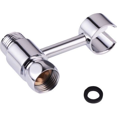 20mm Shower Head Holder Connecting Nut 360° Adjustable Universal Holder Bathroom Wall Mount Spray Toilet Manually Replaceable Without Drilling Chrome Plated Brass (1/4)