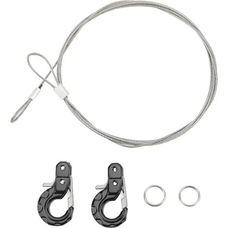 2x Crochet de Remorque Métal RC en Alliage d'Aluminium et Acier, Léger et Compact, Crochet à Chaîne pour SCX10 D90 TRX4 Noir (1/5)