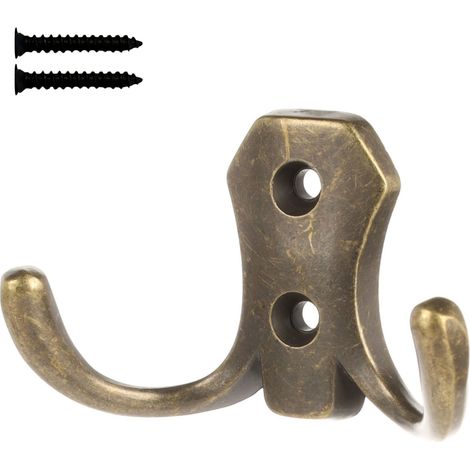 Colgador de pared de oro patinado (oro viejo) con dos ganchos XV03 (1/5)