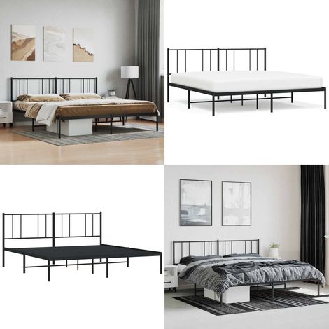 Cadre de lit métal sans matelas avec tête de lit noir 200x200cm - Cadre De Lit - Lit Double - Lit Metal - Lit Avec Têtedé Lit - Literie - Home & Living (1/5)