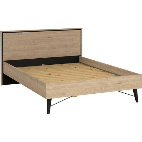 Dmora - Letto piazza e mezza Elida, Sommier per camera da letto, Giroletto per stanza, Struttura porta materasso, 206x153 h91 cm, Rovere