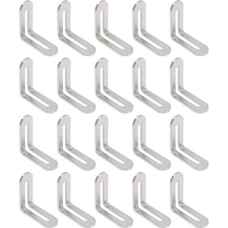 Conectores angulares ajustables, 20 piezas, 48 x 48 x 19 mm, Ángulos de hierro, Acero inoxidable, Plata cepillada, Ángulo recto de 90 grados (1/5)