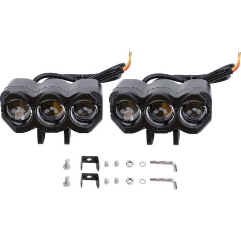 Set mit 2 LED-Motorradscheinwerfern, 1200 lm, 62 W, 3 Linsen, zweifarbig (Fern-/Abblendlicht), Nebelscheinwerfer, für Auto, LKW, Quad, 12 V DC (1/5)