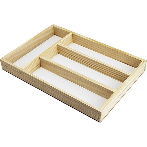 Portaposate in legno 4 posti da cassetto per posate forchette coltelli cucina decoupage (1/5)