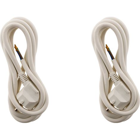 Lot de 2 cordons d'alimentation + prise 16A - 2m - blanc - Zenitech (1/3)