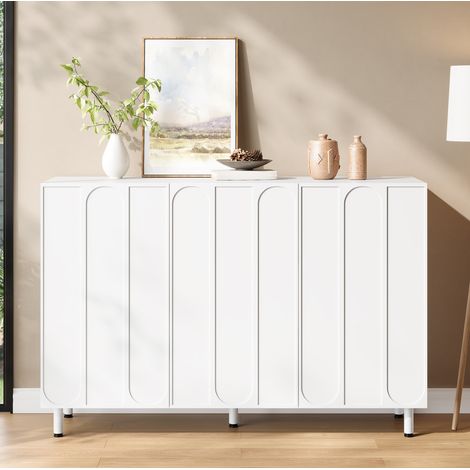 Meuble à chaussures/buffet 3 portes, étagères réglables, 120x37x80 cm, blanc OKMYHOME (1/5)