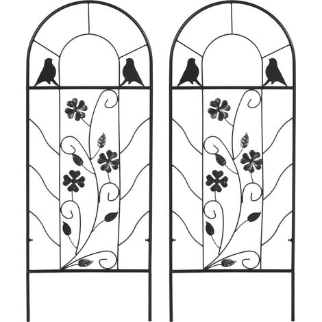 Treillis métallique pour plantes grimpantes, lot de 2, 38x98 cm, noir (1/5)