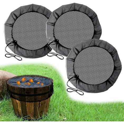 Sollbry 3 Pièces Filet pour Citerne De Pluie Housse pour Tonneau De Pluie avec Cordon De Serrage Réglable Filet Citerne Eau de Pluie Filet de Protection Contre Les Moustiques et Les Feuilles (1/5)