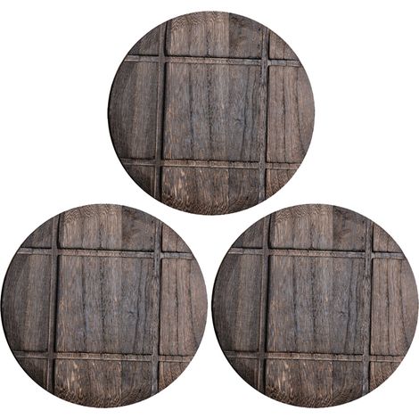 Lot de 3 dessous de plat en bois rustiques pour plats chauds, casseroles et poêles. Socles décoratifs pour plans de travail. (1/5)