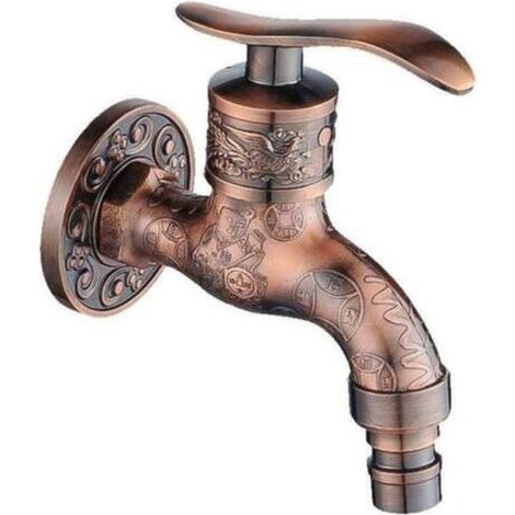 Grifo de latón, estilo antiguo, rojo retro, perfecto para cubos de agua de lluvia. (1/2)
