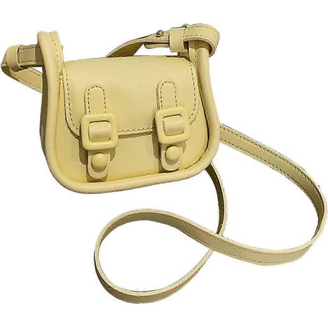 Sac bandoulière femme 25-26 cm, petit modèle rectangulaire en cuir PU, style rétro, jaune, taille unique, idéal pour l'été. (1/4)