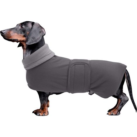 Manteau en Polaire pour Teckel Veste d'Hiver Chaude et Ajustable Imperméable avec Bandes Réfléchissantes pour Chiens à Dos Long et Pattes Courtes (1/5)