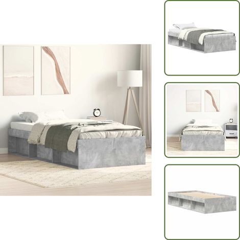 Madera de ingeniería - vidaXL Estructura de cama gris hormigón 100x200 cm - Listones de madera