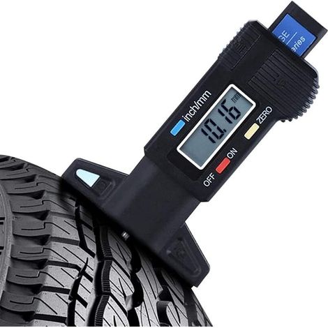 Tester per pneumatici auto, tester per pastiglie freno, misuratore digitale di profondità del battistrada (colore: nero) (1/3)