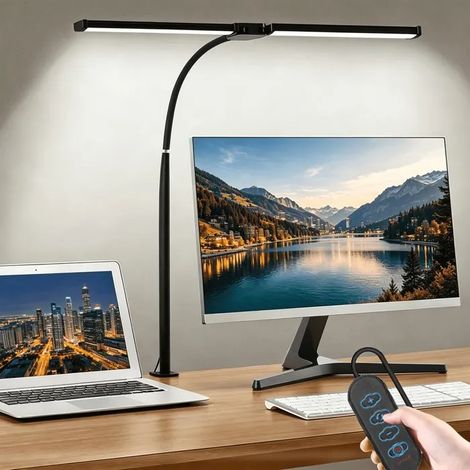 Lampe de Bureau, Flexible à 360°Lampe Lecture Clipsable 80CM, 3 Modes D'éclairage 10 Niveaux De Luminosité Protection des Yeux (1/4)