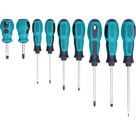 Lot de 9 tournevis cruciformes aimantés pour réparation matériel vert avec pochette (1/5)