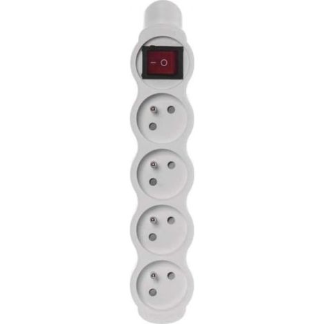 Steckdosenleiste/Verteiler für Verlängerungskabel mit Schalter, 4 Steckdosen mit/ohne 16A, weiß, P1400N