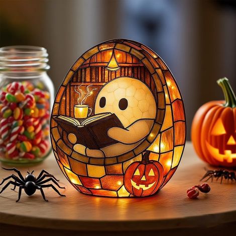 Lampe de Lecture Fantôme - LED Artisanale Effet Livre Lumineux - Pour Livre et Bureau Décoration Noël/Halloween (1/5)
