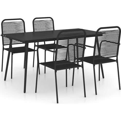 Maison Exclusive - Set da Pranzo da Esterni 5 pz in Corda di Cotone e Acciaio Nero (1/5)