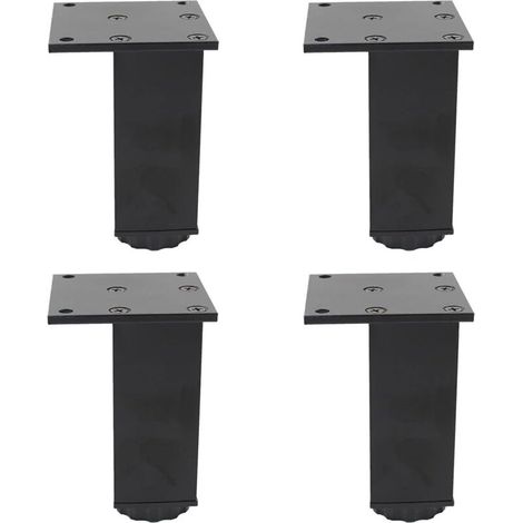 Pieds de meubles carrés, noirs, 6,86,810 cm, 4 pieds réglables en alliage d'aluminium, pieds de canapé. (1/5)