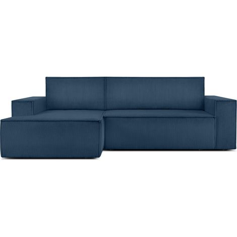 KONSIMO NAPI Ecksofa links, mit Schlaffunktion, in Pet Friendly Cord-Stoff, blau (1/5)