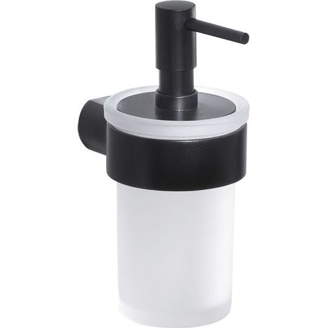 Dosa sapone da parete in ottone nero opaco e vetro modello pirenei dim. cm (lxpxh): 6,9x9,1x15,4  - nero opaco GEDY