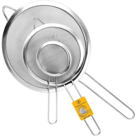 Set de passoires inox fines en acier inoxydable, tamis de cuisine 3 tailles (1/5)