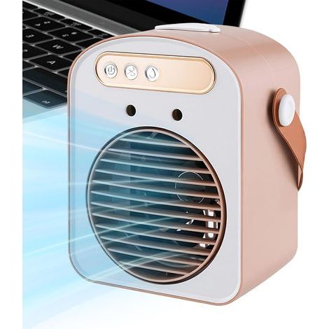 Tragbarer Ventilator, 3 Geschwindigkeitsstufen, Verdunstungs-Luftbefeuchter, 500-ml-Wassertank, tragbare Klimaanlage, ideal für Zuhause, Büro, im Freien, Auto, Schlafzimmer usw. (1/4)