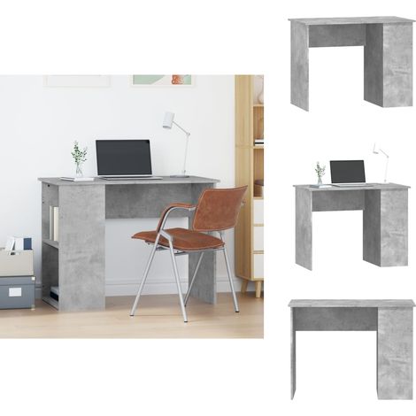 Bureau Gris béton 100x55x75 cm Bois d'ingénierie - Bureau Ordinateur - Bureau D'étude - Meuble De Bureau - Bureau Gris - Bureau Design (1/5)