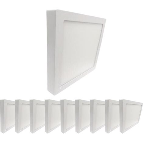Pack de 10 - Plafonnier LED 24W 220V Carré - Blanc Froid - SILUMEN (1/4)