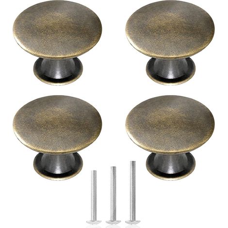 4x Boutons De Meuble Bronze Huilé Bouton Tiroir Antique 30mm (1/5)