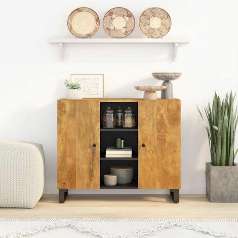 Sideboard mit 2 Türen 90x33x75 cm Massivholz Mango (1/5)