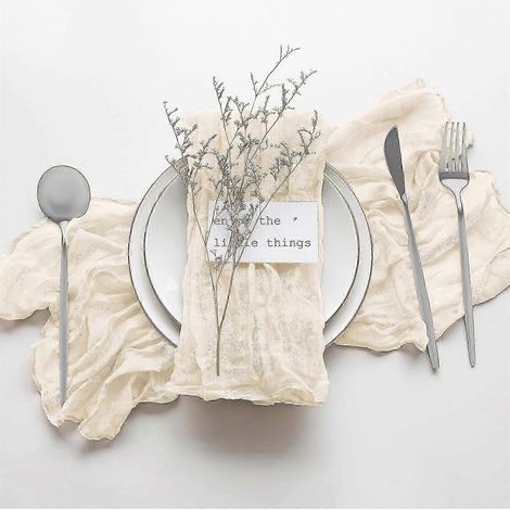 Nappe bohème à franges, serviettes de table artisanales en lin avec franges pour dîner, mariage, réception (1/5)