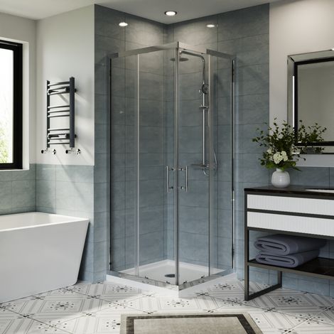Aquariss Square Corner Entry Bathroom Enclosure Chrome 700x700 (1/5)