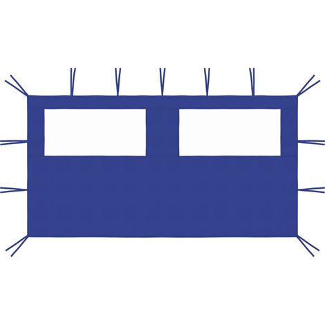 Paroi latérale de belvédère avec fenêtres 4x2 m Bleu