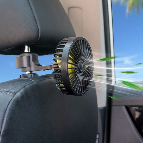 Green Mobility-Ventilateur pour siège arrière de voiture, alimenté par USB, 3 vitesses, rotation à 360 degrés, circulation d'air puissante, noir. (1/5)