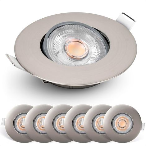Lot de 6 Spot LED encastrable, Dimmable 4,9W 480lm, Orientable 50°, Blanc chaud 2700K, Intérieur